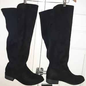 Black Suede Knee Boots